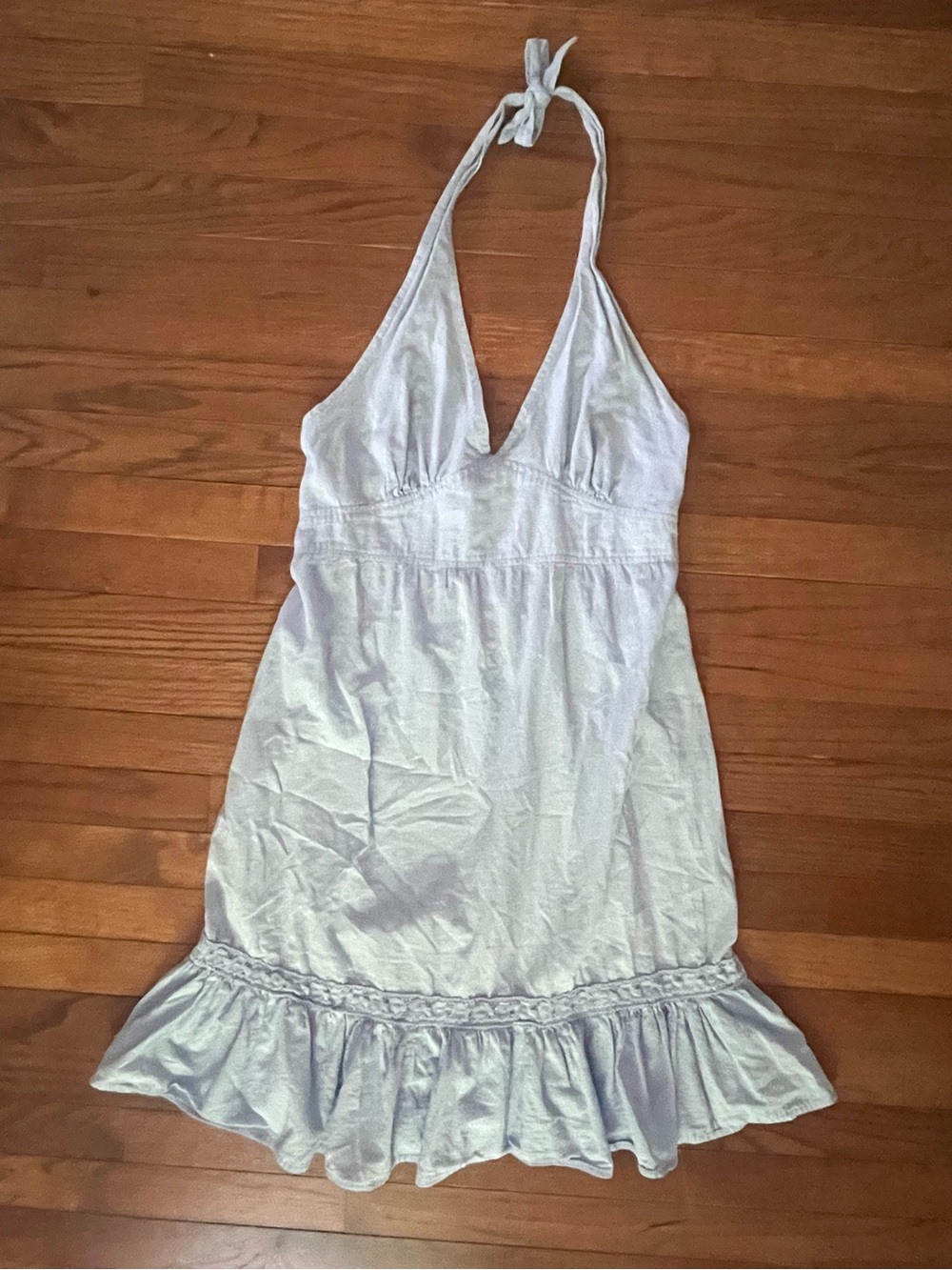 Tommy Bahama Pale Blue Halter Ruffle Mini Dress